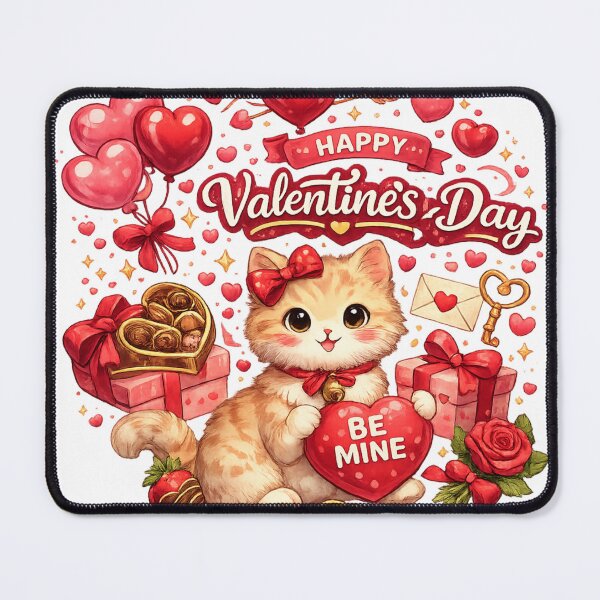 Item preview, Cute Valentine Kitten Be Mine – Kawaii Cat Love Illustration designed and sold by EpicwaveDesigns.