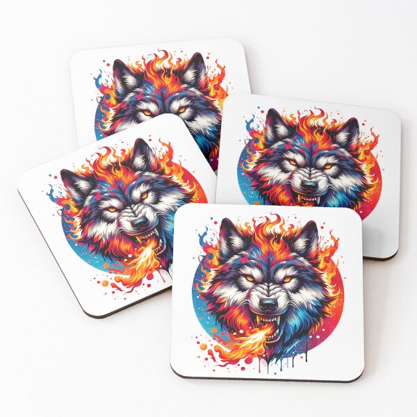 Item preview, Fire-Breathing Wolf With Flames Vibrant Design Art  designed and sold by DEC02.