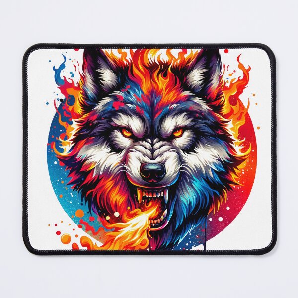 Item preview, Fire-Breathing Wolf With Flames Vibrant Design Art  designed and sold by DEC02.