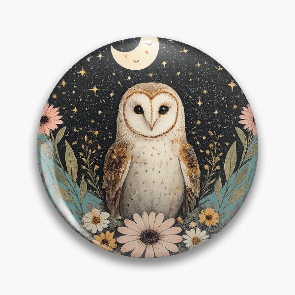 Item preview, Celestial Owl Floral Moon Illustration designed and sold by PrettyRottenCo.