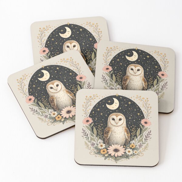 Item preview, Celestial Owl Floral Moon Illustration designed and sold by PrettyRottenCo.