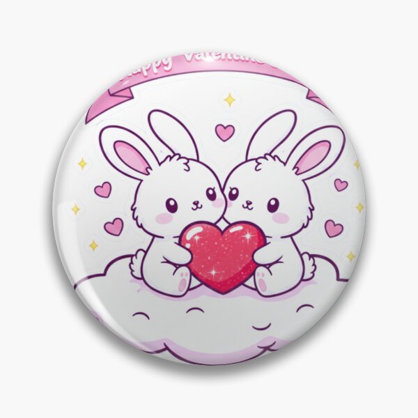Item preview, Cute Valentines Bunnies Holding Red Heart - Kawaii Love Aesthetic Art designed and sold by Fatomfatom.
