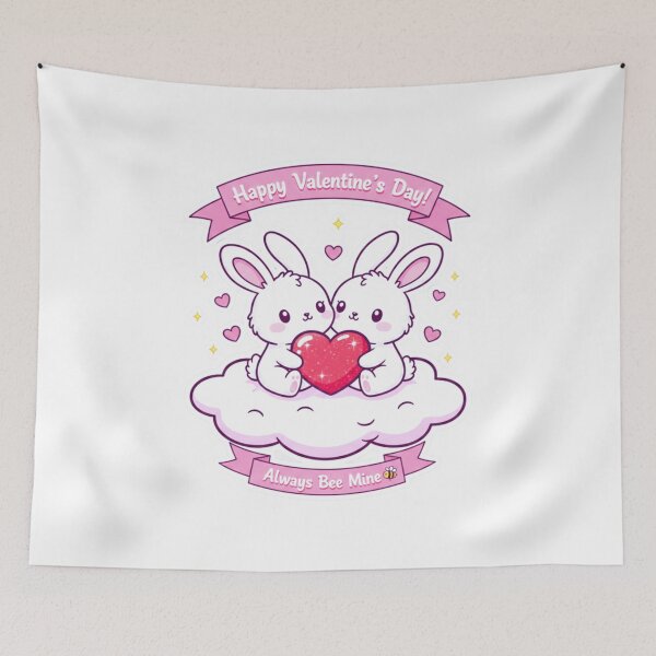 Item preview, Cute Valentines Bunnies Holding Red Heart - Kawaii Love Aesthetic Art designed and sold by Fatomfatom.