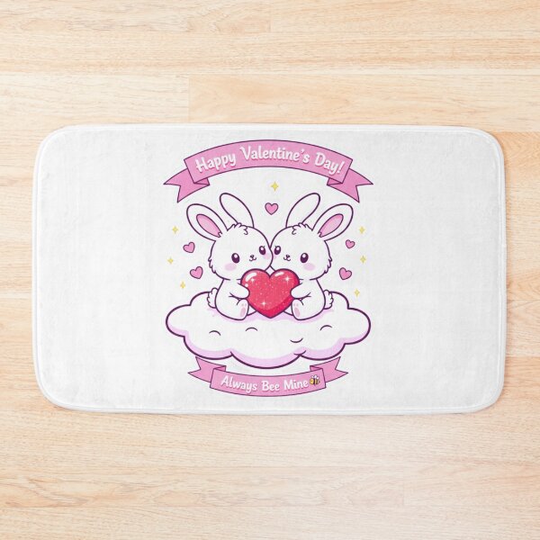 Item preview, Cute Valentines Bunnies Holding Red Heart - Kawaii Love Aesthetic Art designed and sold by Fatomfatom.