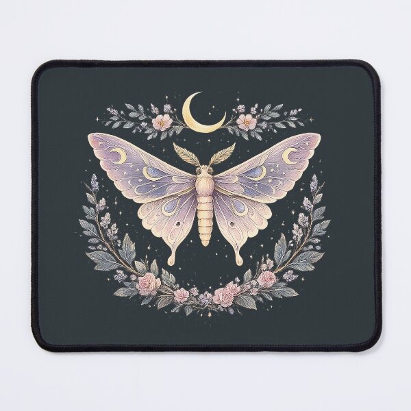 Item preview, Celestial Luna Moth with Crescent Moon – Floral Metamorphosis Art Design designed and sold by PrettyRottenCo.