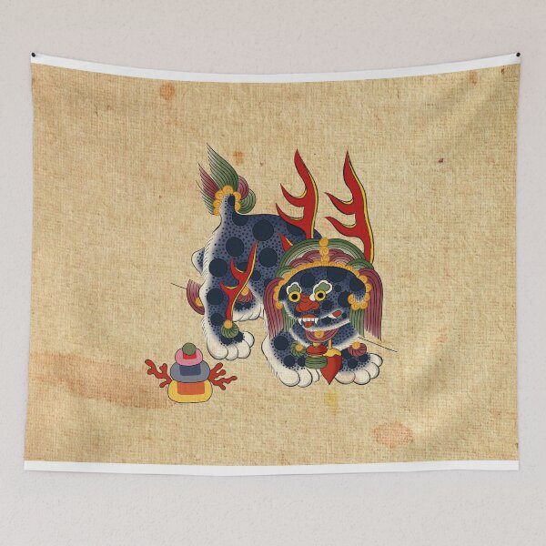 Item preview, Korean Guardian Haechi: Mythical Protector (Dark Navy & Crimson)  designed and sold by QamarART Paintings.