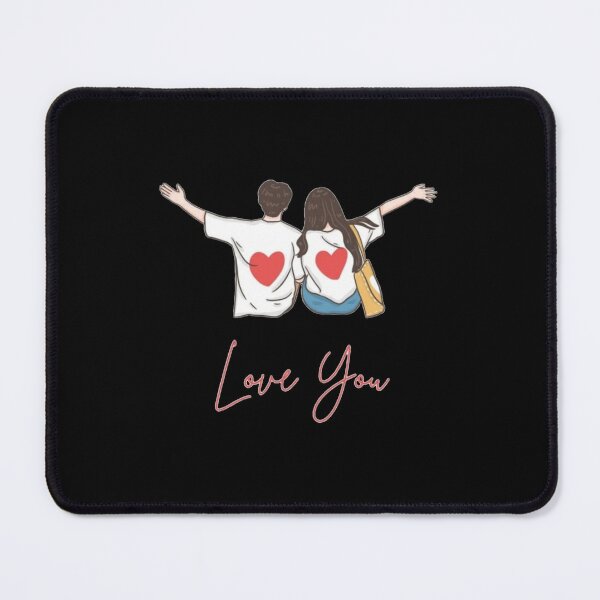 Item preview, Minimalist Couple Illustration - Love You Design with Red Hearts - Romantic Back View Art designed and sold by Magounette.