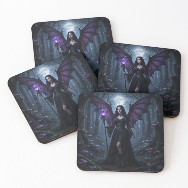 Item preview, Goth Forest Fairy Purple Enchanted Mushrooms with Moon designed and sold by GothicBohemian.