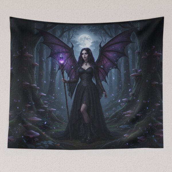Item preview, Goth Forest Fairy Purple Enchanted Mushrooms with Moon designed and sold by GothicBohemian.