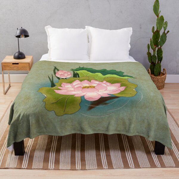 Item preview, Korean Traditional Pink Lotus Art: Serenity in Light Olive designed and sold by QamarART Paintings.