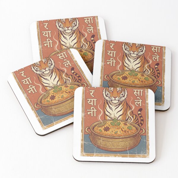 Item preview, Bengal Tiger with Biryani - Vintage Indian Food Poster Art designed and sold by DeesBeesKnees2025.