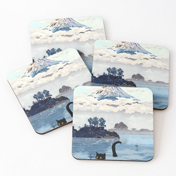 Item preview, Cute black cat under blue lake designed and sold by outdoorwayys.
