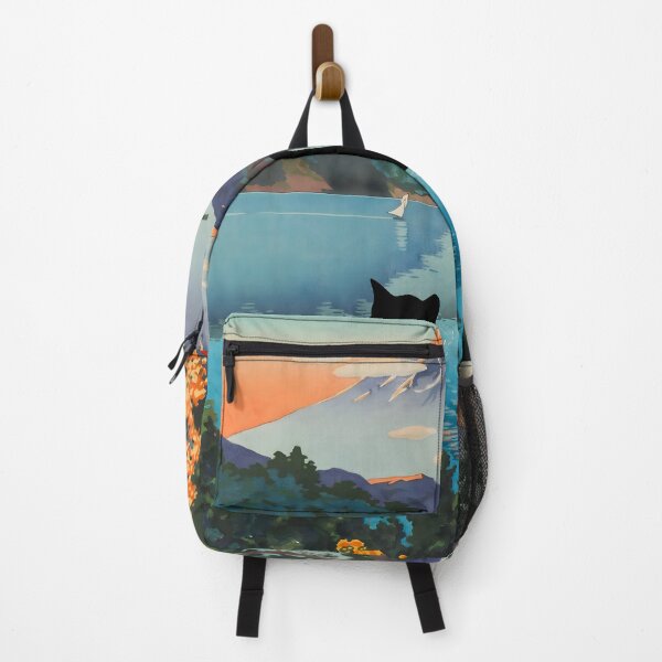 Item preview, Cute black cat under autumn japan lake designed and sold by outdoorwayys.
