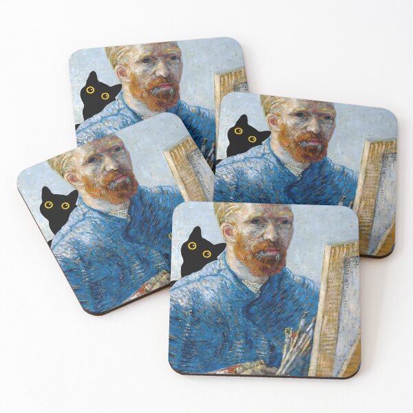 Item preview, Cute black cat with Vincent Van gogh painting designed and sold by outdoorwayys.