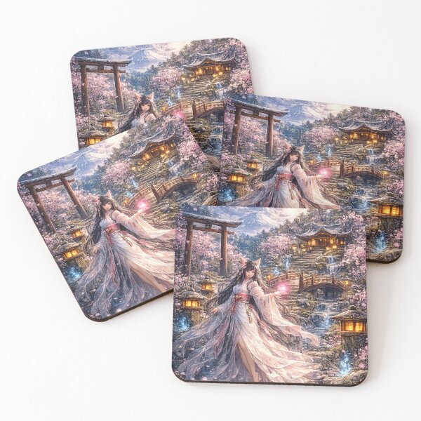 Item preview, Floating ghost woman at night in the cherry blossom grove designed and sold by Kallandra.