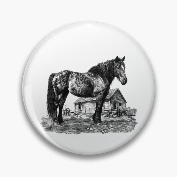 Item preview, Strong Horse by Farmhouse – Black and White Western Country Art designed and sold by inkoutninja.