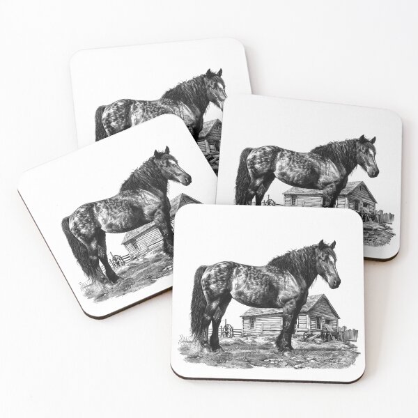 Item preview, Strong Horse by Farmhouse – Black and White Western Country Art designed and sold by inkoutninja.