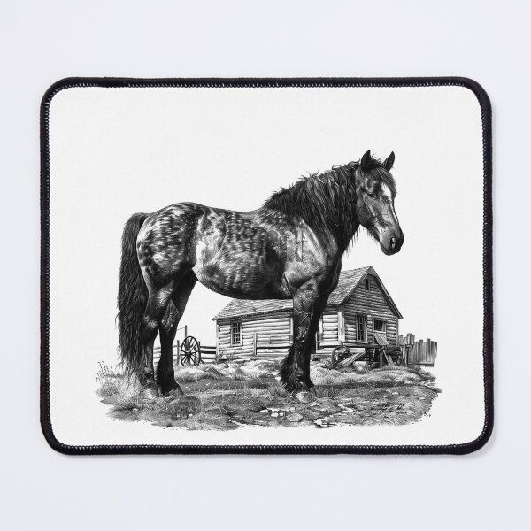 Item preview, Strong Horse by Farmhouse – Black and White Western Country Art designed and sold by inkoutninja.