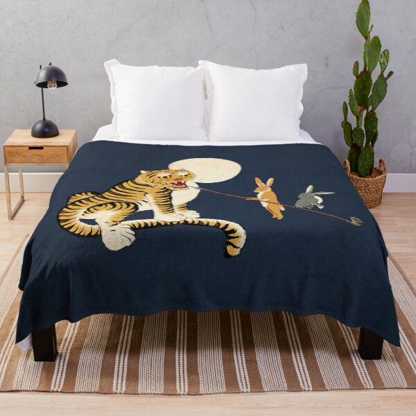 Item preview, Smoker Tiger and Attendant Rabbits: Moonlit Guardian  designed and sold by QamarART Paintings.