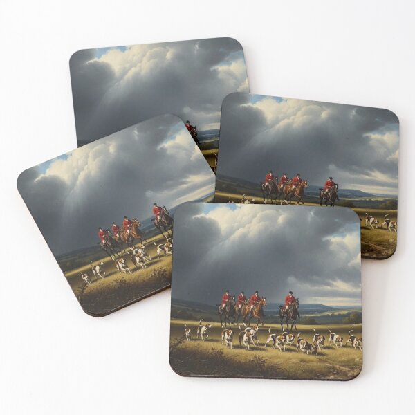 Item preview, FOX HUNTING A - Dramatic Fox Hunt Stormy Landscape Oil Painting designed and sold by KiwiRider.
