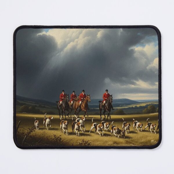 Item preview, FOX HUNTING A - Dramatic Fox Hunt Stormy Landscape Oil Painting designed and sold by KiwiRider.