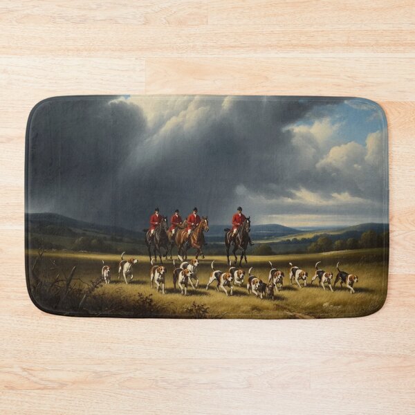 Item preview, FOX HUNTING A - Dramatic Fox Hunt Stormy Landscape Oil Painting designed and sold by KiwiRider.