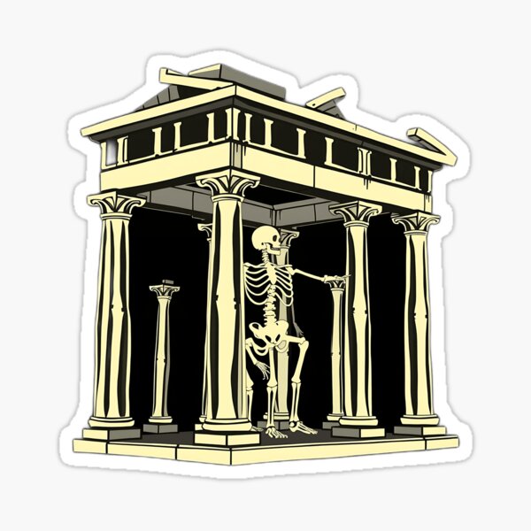 Glow-in-the-Dark Skeletal Ephesus Architecture Sticker