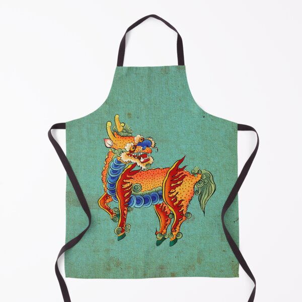 Item preview, Sacred Red Kirin: Auspicious Glow on Light Teal designed and sold by QamarART Paintings.
