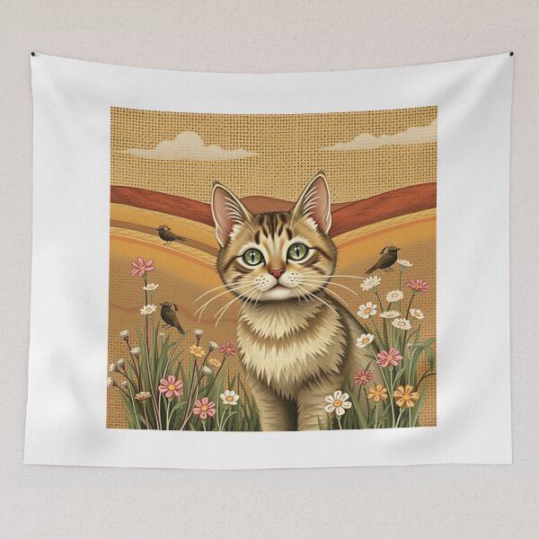 Item preview, Atomic Cat in Pastoral Wildflowers designed and sold by sharon1210.