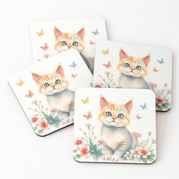 Item preview, Atomic Cat with Pastel Flora & Butterflies designed and sold by sharon1210.