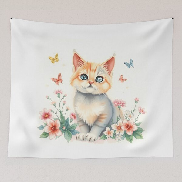 Item preview, Atomic Cat with Pastel Flora & Butterflies designed and sold by sharon1210.