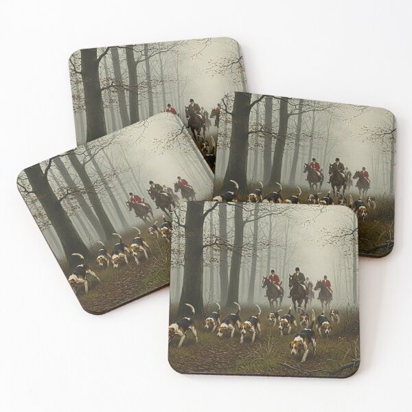 Item preview, FOX HUNTING B - Foggy Woodland Fox Hunt Oil Painting designed and sold by KiwiRider.