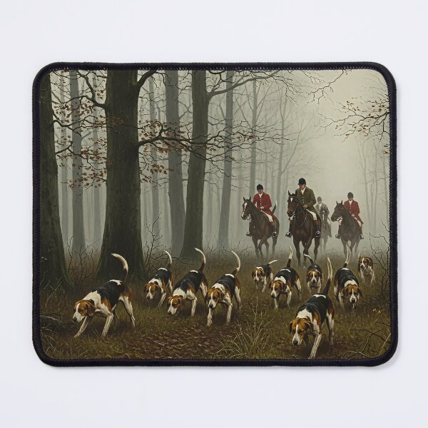 Item preview, FOX HUNTING B - Foggy Woodland Fox Hunt Oil Painting designed and sold by KiwiRider.