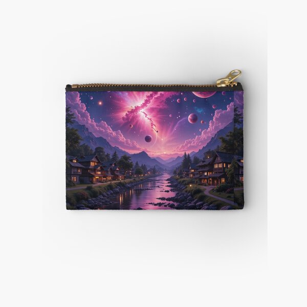 Item preview, Cosmic Dusk Over a Dreamlike Village designed and sold by PixelVibe782.