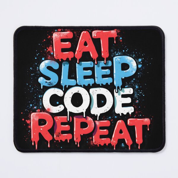 Item preview, Eat Sleep Code Repeat – Graffiti Drip Programmer Quote in Red Blue White | Dev Humor Aesthetic designed and sold by Nene's design.