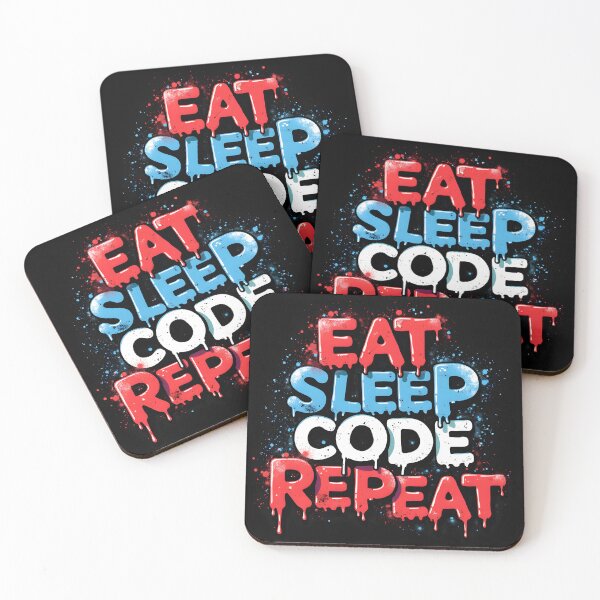 Item preview, Eat Sleep Code Repeat – Graffiti Drip Programmer Quote in Red Blue White | Dev Humor Aesthetic designed and sold by Nene's design.