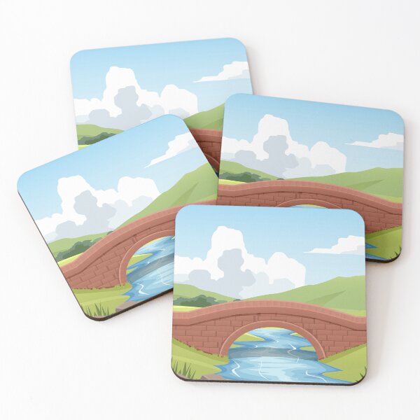 Item preview, Peaceful Countryside Landscape with Stone Bridge and River designed and sold by Preat Landscape Vector.