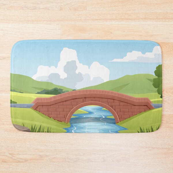 Item preview, Peaceful Countryside Landscape with Stone Bridge and River designed and sold by Preat Landscape Vector.