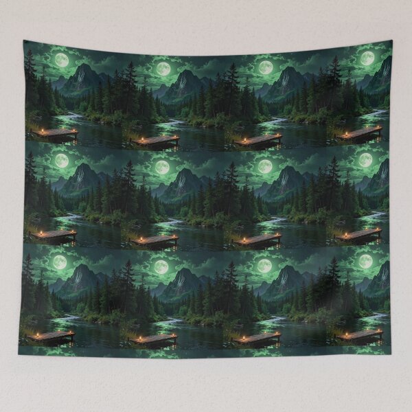 Item preview, Emerald Moon Over Silent Waters designed and sold by PixelVibe782.