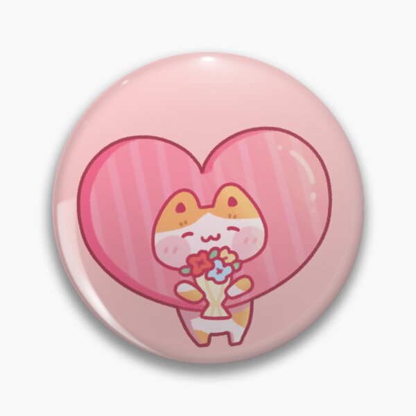 Item preview, Cute Cat Holding Flowers with Pink Heart designed and sold by Plaifa-Art.