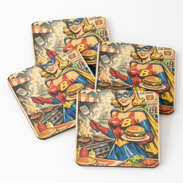 Item preview, Super Burger Heroine in Vintage Comic Style designed and sold by Mauswohn.