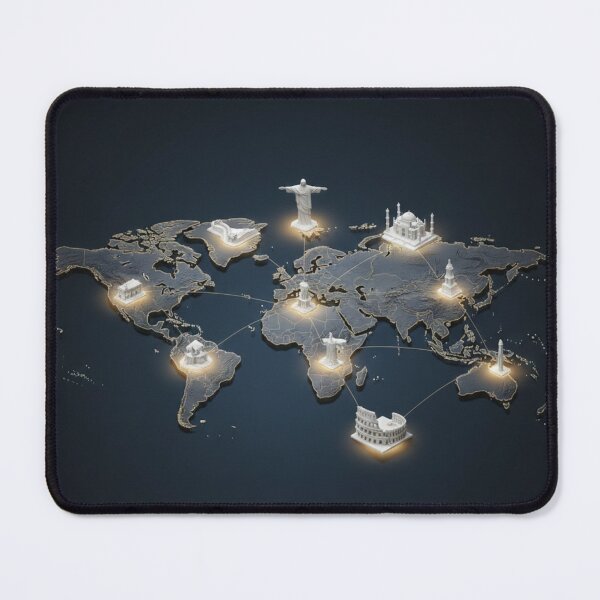 Item preview, 3D Isometric World Map with 7 Wonders Landmarks designed and sold by KareeTH.