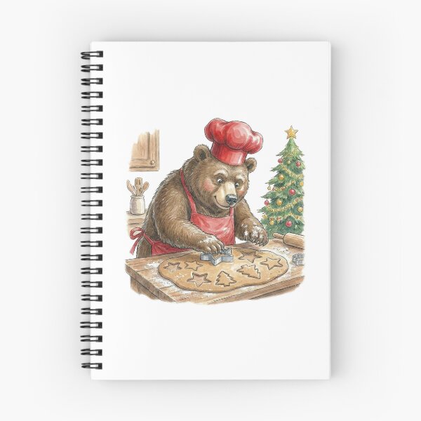 Item preview, Adorable Bear Chef Baking Christmas Cookies Watercolor Illustration designed and sold by Preat Landscape Vector.