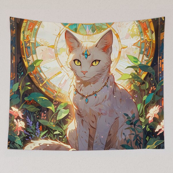 Item preview, Sacred Guardian Cat in Stained Glass Garden designed and sold by KiraChie.
