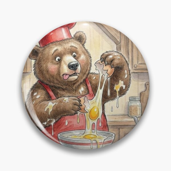 Item preview, Funny Watercolor Bear Chef Baking and Messy Kitchen Adventure designed and sold by Preat Landscape Vector.