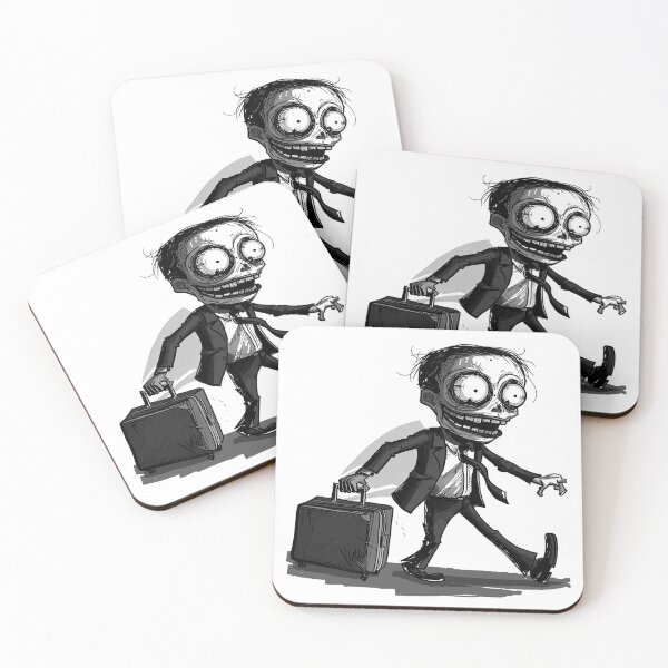 Item preview, Zombie Businessman Cartoon – Black and White Dark Humor Illustration designed and sold by inkoutninja.