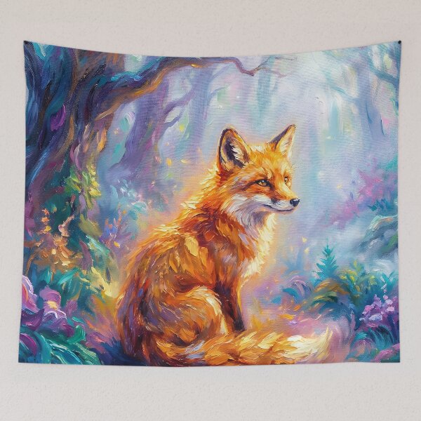 Item preview, Mystical Fox in Enchanted Forest – Vibrant Fantasy Wildlife Art Print designed and sold by cr6zym1nd.