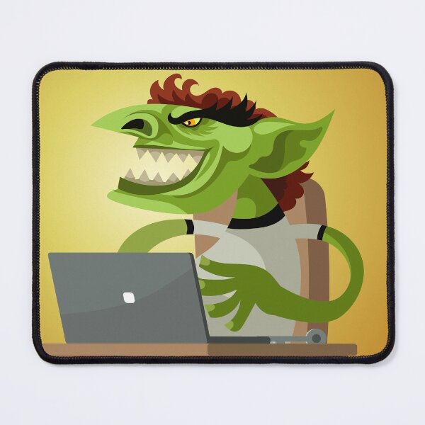 Item preview, evil green troll using a computer designed and sold by matintheworld ( delcarmat ).