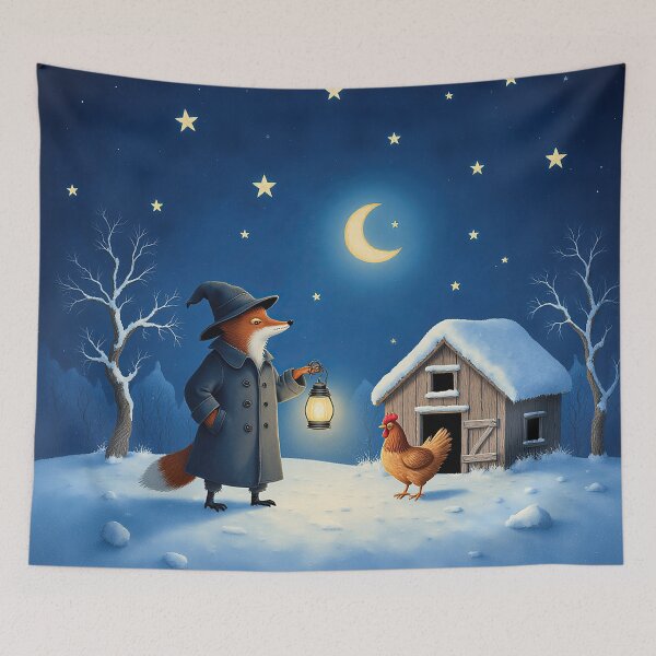 Item preview, Midnight Lantern – Whimsical Winter Folk Art Scene designed and sold by Whimsical Hug.