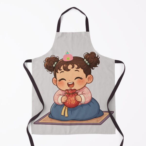Item preview, Cute Little Girl in Hanbok Holding Luck Pouch - Korean New Year Illustration designed and sold by Leo-stella.